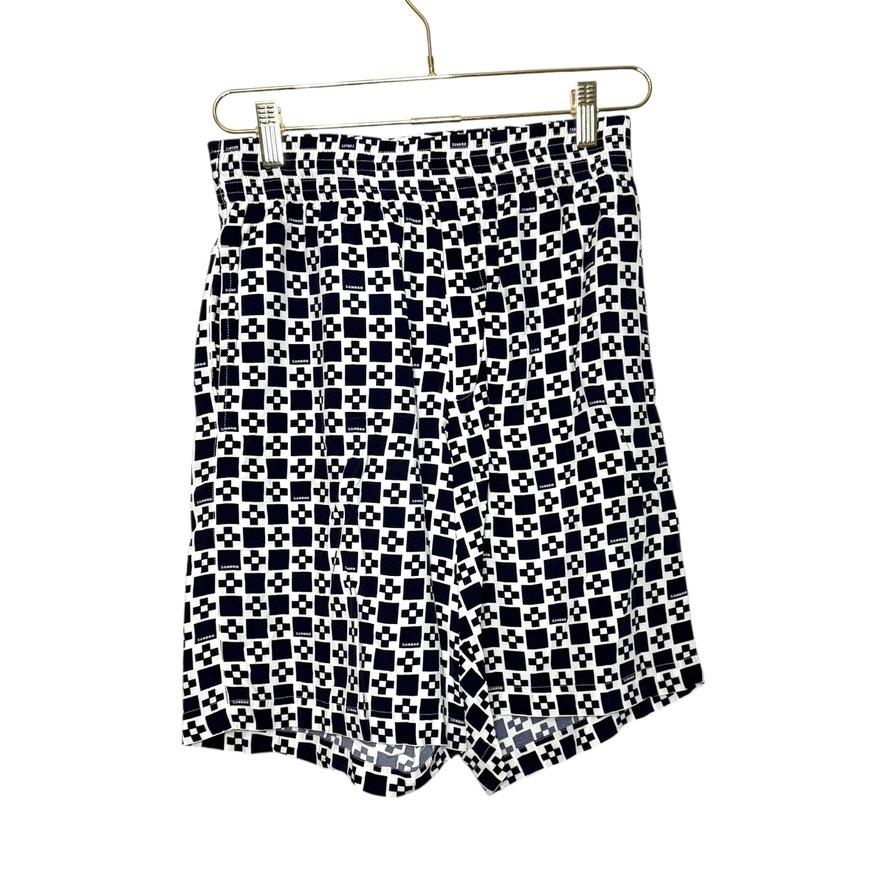 Sandro Cross Print Bermuda Shorts Men 36 Navy Pockets Silky Streetwear